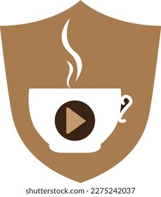 Coffee media logo design template. Coffee and play logo design.