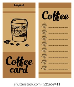 Coffee menu card for different types of coffee. Vector Illustration