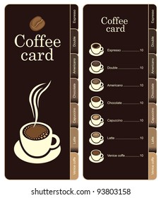 Coffee Menu Card For Different Types Of Coffee