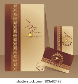 coffee menu, card, label on background