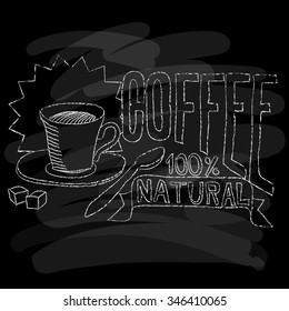 Coffee Menu. Chalk on a blackboard. Vector illustration