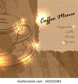 Coffee menu design with a cup  EPS 10