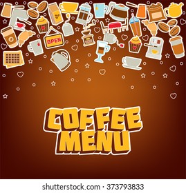 Coffee Menu - Doodle Elements Poster. Thin Line Icons. Vector Illustration