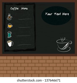 Coffee menu drawn on blackboard,vector eps10