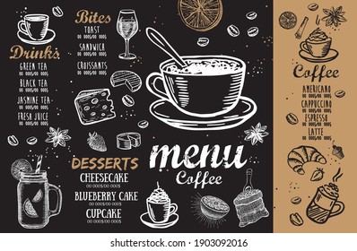 Coffee menu. Food flyer. Vector illustration.	