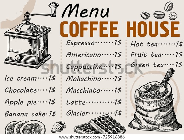 Coffee Menu Food Restaurant Brochure Coffee Stock Vector Royalty