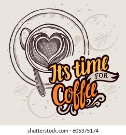 Coffee menu graphic element for restaurant and cafe. Design poster with hand-drawn elements in doodle style.