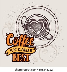Coffee menu graphic element for restaurant and cafe. Design poster with hand-drawn elements in doodle style.