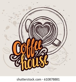 Coffee menu graphic element for restaurant and cafe. Design poster with hand-drawn elements in doodle style.