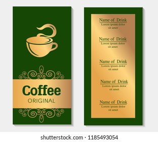 Coffee menu in green tones.