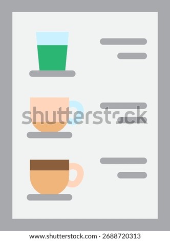 Coffee Menu Icon, Drink List Vector Illustration