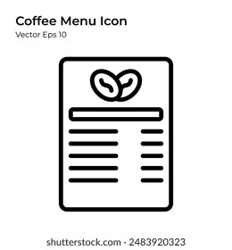 Coffee Menu Icon in Line Style. Coffee Menu Line Illustration.