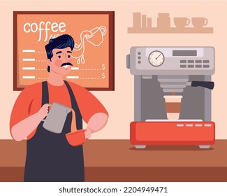 coffee menu label with barist