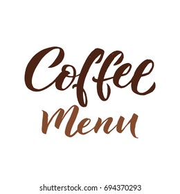 Coffee Menu Lettering. Brown Letters on White Background. Vector Illustration.