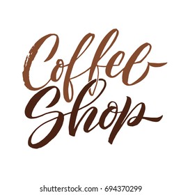 Coffee Menu Lettering. Brown Letters on White Background. Vector Illustration.