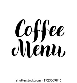 Kaffeekarte, die Text schreibt. Cafe Menü Schriftart. Restaurant Typografisches Zeichen. Kaffee handgeschriebene, einzelne Phrase. Vektor eps10.