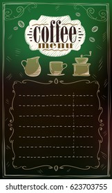 Coffee menu list with copy space for text, vintage style background