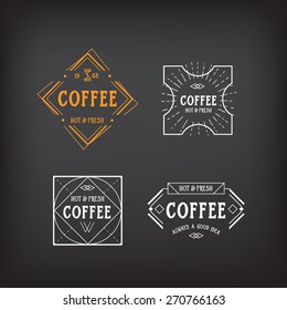 Coffee menu logo template vintage geometric badge. Vector food design.