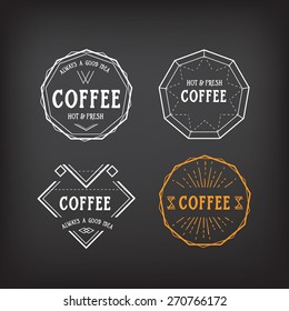 Coffee menu logo template vintage geometric badge. Vector food design.