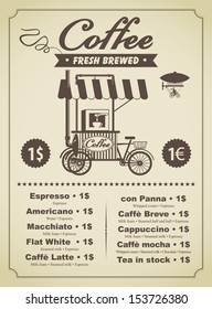 coffee menu with a mobile kitchen
