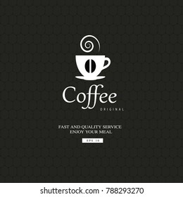 Coffee menu on a black background.
