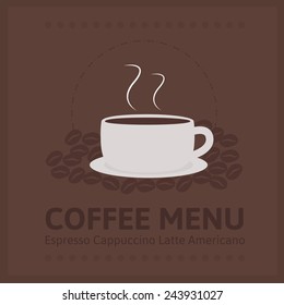 Coffee menu on brown background
