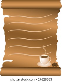 Coffee menu on the parchment