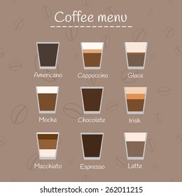 Coffee menu on seamless background.