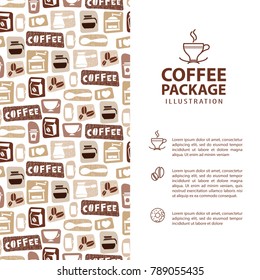 Coffee Menu or Package Concept. Infographics Banner. Vector Icons for Promotion and Advertising Vacation Business for your design