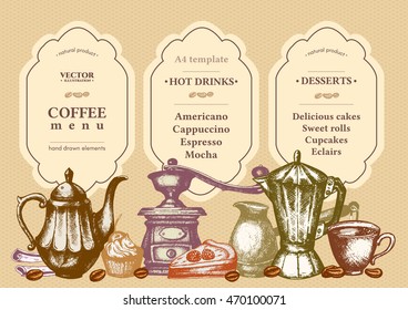 Coffee menu restaurant, coffee brochure design template vector illustration 