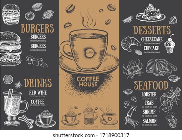 Coffee menu. Restaurant cafe menu, template design. Food flyer.