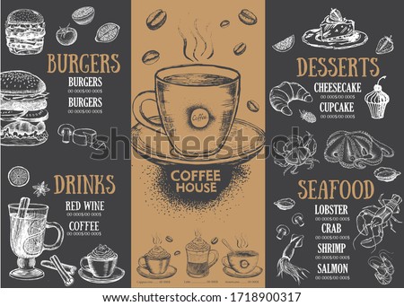 Coffee menu. Restaurant cafe menu, template design. Food flyer.