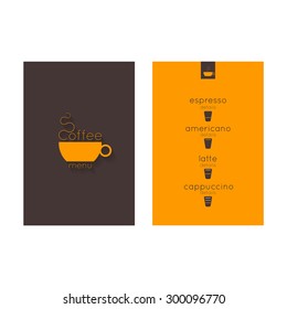 coffee menu for restaurants, cafe coffee shops. vector