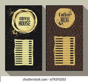 Coffee menu set of two vintage illustration labels