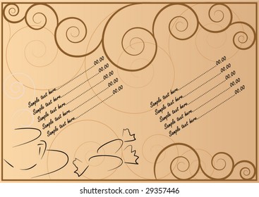 coffee menu with sweets