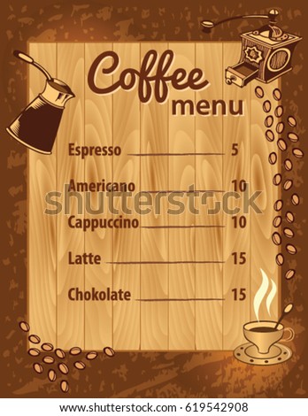 coffee menu template stock vector royalty free 619542908