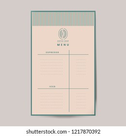 Plantilla de menú café vector aislado