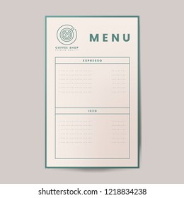 Coffee menu template isolated vector