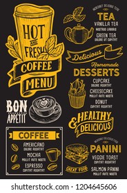 Coffee Menu Template Restaurant On Blackboard Stock Vector (Royalty ...