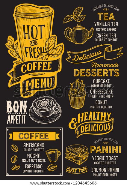 Coffee Menu Template Restaurant On Blackboard Stock Vector (Royalty ...