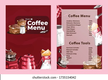 Coffee Menu . This is a Coffee Menu Vector. all of this object or assets is separated and ready to editable.