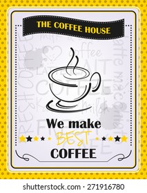 Coffee menu vector poster in vintage style for your creative design