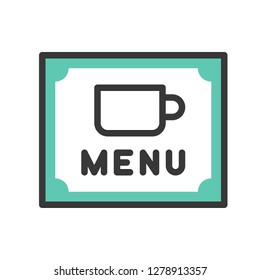 Coffee menu vector, coffee related filled design editable stroke icon