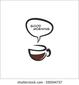 Kaffee und Nachricht Guten Morgen