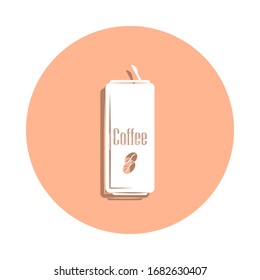 Coffee in a metal jar badge icon. Simple glyph, flat vector of drink icons for ui and ux, website or mobile application