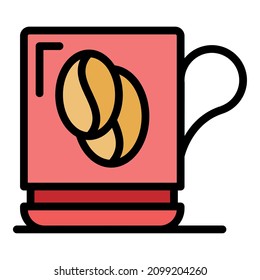 Coffee metal mug icon. Outline coffee metal mug vector icon color flat isolated