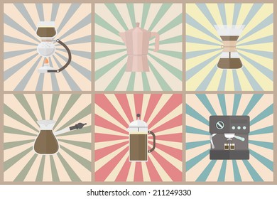 coffee methods, pastel style