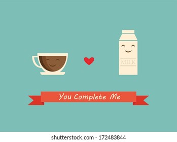 coffee and milk best friends; happy valentines card