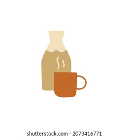 coffee and milk Bottle icon  in color icon, isolated on white background 