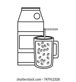 coffee and milk carton  vector illustration